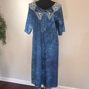 NWT M’ De Pompadour Oversized Denim Dress with Bow Plus Size